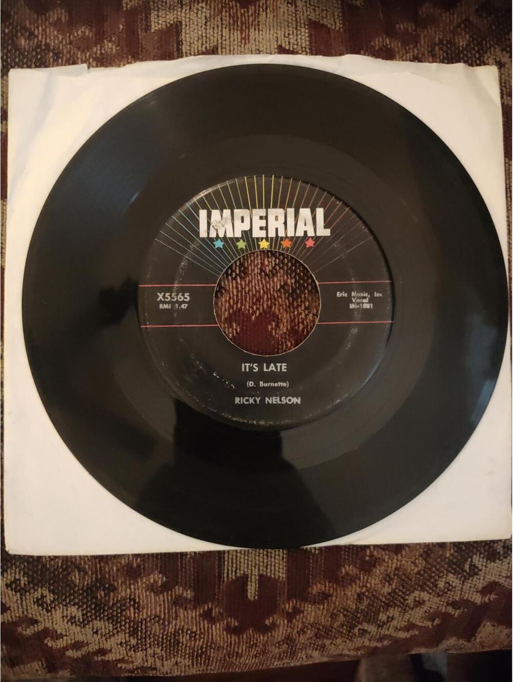 Vintage Vinyl- Ricky Nelson - it's late - 45 rpm